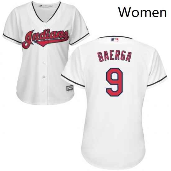 Womens Majestic Cleveland Indians 9 Carlos Baerga Authentic White Home Cool Base MLB Jersey